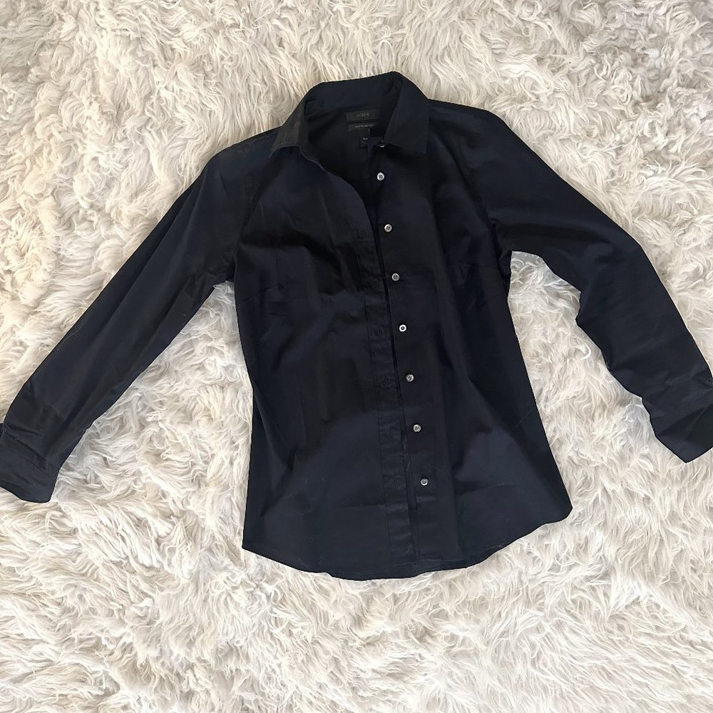 J Crew Stretch Perfect Cotton Oxford Shirt Size Petite XS